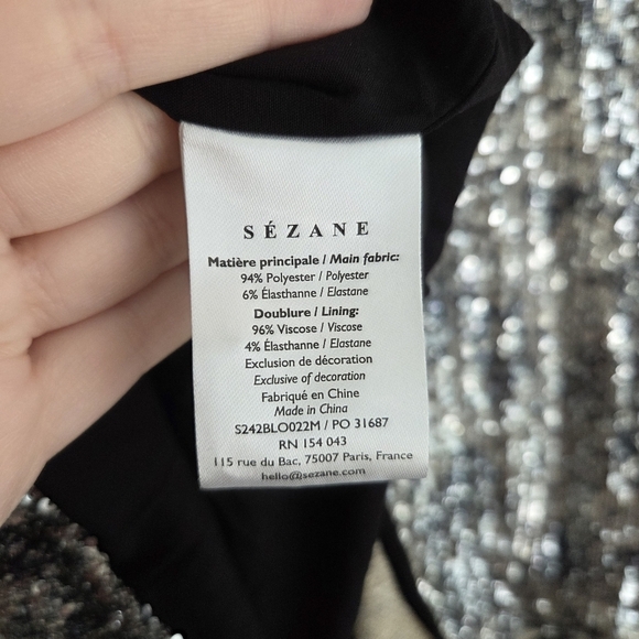 Sezane Pelagie Blouse in Black and White Sequins size 44 NWT - Picture 8 of 10